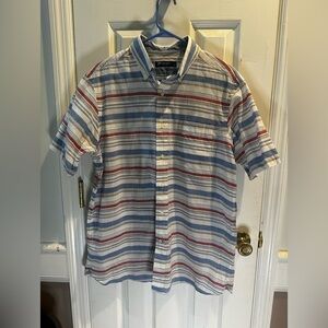 Cremieux Classics Men’s Short Sleeve Button Up‎ Stripes Large Cotton Pocket